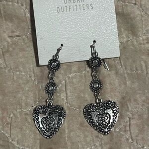 Y2K vintage heart earrings western boho 90s urban outfitters silver jewelry